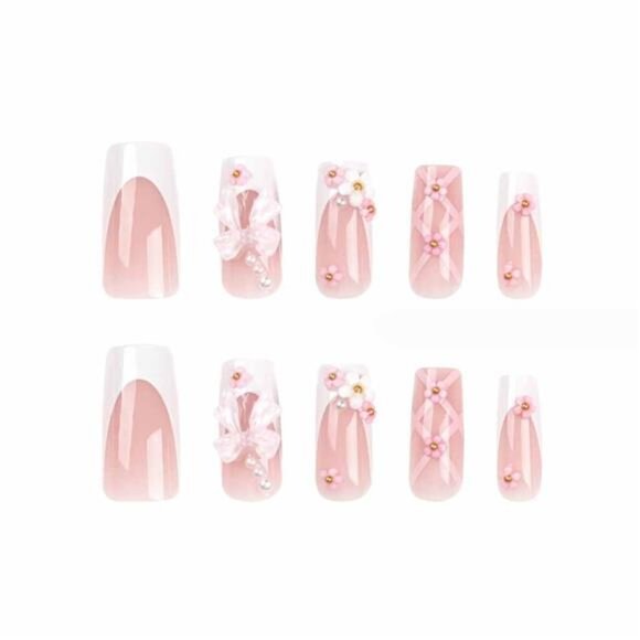 Pink Fake Nails, Artificial Nails Finger Manicure for Women and Girls-24pcs - Picture 4 of 7